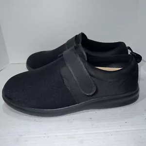 Dr. Comfort Mens Carter Diabetic Shoes Hook And Loop Black Stretch Strap Size 12 - Picture 1 of 12