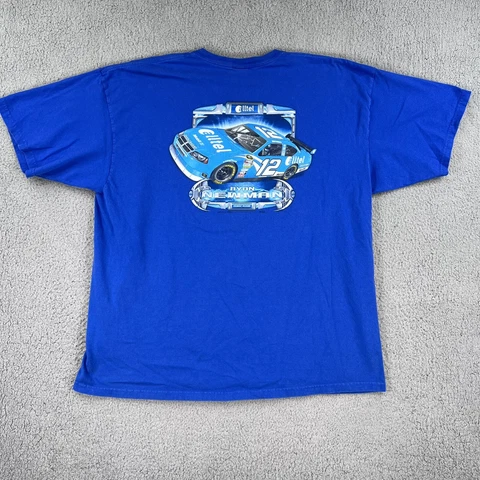 Ryan Newman Shirt 2XL XXL Blue Alltel Racing #12 Double Sided Penske NASCAR Cover