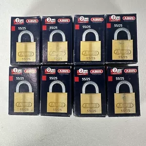 QTY:8 Abus 55/25 KA5253 Brass Body Hardened Steel Shackled Padlocks, Keyed Alike - Picture 1 of 4