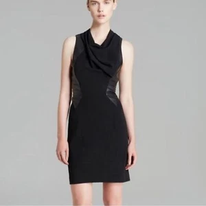 Helmut Lang Sphere Combo Viscose Wool Leather Dress size 0 - Picture 1 of 14