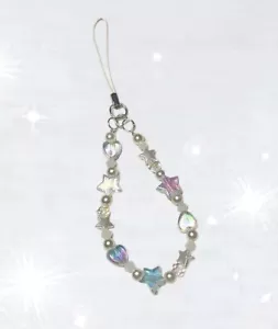Breloque téléphone perlée Kawaii Y2K coeur étoile coquette fairycore esthétique - Photo 1/2