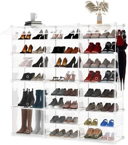 Kusarko 24x Klar Kunststoff Stapelbar Schuhkartons - Frontdeckel Aufbewahrung Organizer Set - Bild 1 von 8