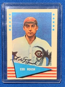 Edd Roush HOF Autographed 1961 Fleer Baseball Card #72 Cincinnati Reds WS Champ - Picture 1 of 2