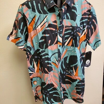 Volcom Mentawais Mens Shirt Short Sleeve - Mysto Green  Sz Large - Image 1 of 2