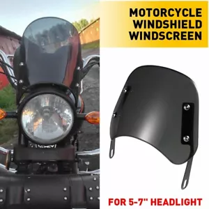 Universal Motorcycle Windshield Wind Deflector Windscreen Motorbike 5"-7" Black - Picture 1 of 12