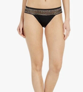 NWT Calvin Klein Fashion Stripe Lace Bikini Black Size S - Picture 1 of 2