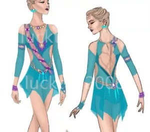 nuovo stile figura pattinaggio su ghiaccio abito ginnastica costume danza 88115 - Foto 1 di 6