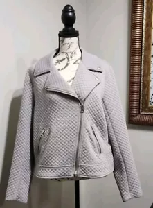 Torrid Size 0 Gray Moto Jacket Quilted Lined Full Zip Pockets - Picture 1 of 14