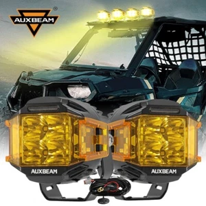 Auxbeam 92W 4" Led Pods Lights Driving Work Spotlights + Amber Cover for Can-Am - Picture 1 of 12
