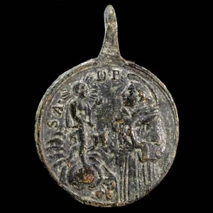 Religiöse Medaille XVI-XVII Jahrhunderte, San Antonio Padua / Casa Loreto - 37x26mm. - Bild 1 von 3