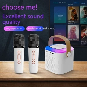 Karaoke Microphone Machine 2 Wireless Speaker Pro Max Bluetooth RGB Light Home - Zdjęcie 1 z 9