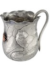 Rare Sterling SHIEBLER Cup Mug Aesthetic Mixed Metals Cabbage Leaf & copper Bug