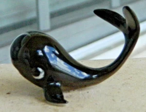 DARLING HAGEN RENAKER PORCELAIN SHINY FINISH BLACK WHALE FIGURINE-PERFECT! - Picture 1 of 6