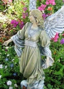 Engel Garten Statue Atemberaubend 16 Zoll Fließende Person Haustier Denkmal - Bild 1 von 3