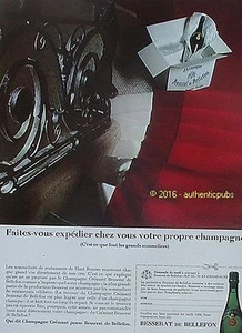 PUBLICITE BESSERAT DE BELLEFON CHAMPAGNE CREMANT DE 1968 FRENCH AD PUB VINTAGE - Imagen 1 de 1