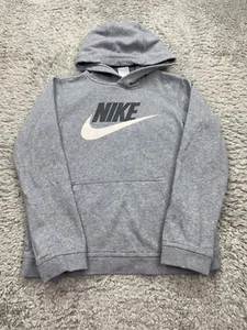 Nike Hoodie Boy Large Youth Gray Fleece Sportswear Club Center Swoosh Sweatshirt - Picture 1 of 10