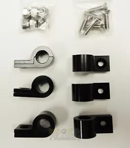 Hard Brake Fuel Line Mount Brackets Clamps 3/8" 6-Pack ALUMINUM Anodized BLACK - Picture 1 of 1