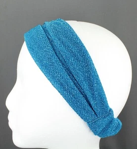 Teal kerchief sparkly fabric scrunch stretch headband 3in1 multi look bandana - Picture 1 of 5