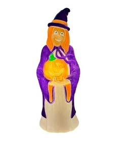 Vintage Grand Venture Witch Blowmold Pumpkin Rare Purple Halloween - Picture 1 of 11