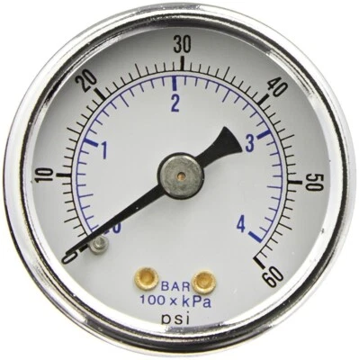 PIC Gauge 102D-158D Center Back Mount Dry Pressure Gauge 0-60 PSI 1/8 NPT - Image 1 of 2