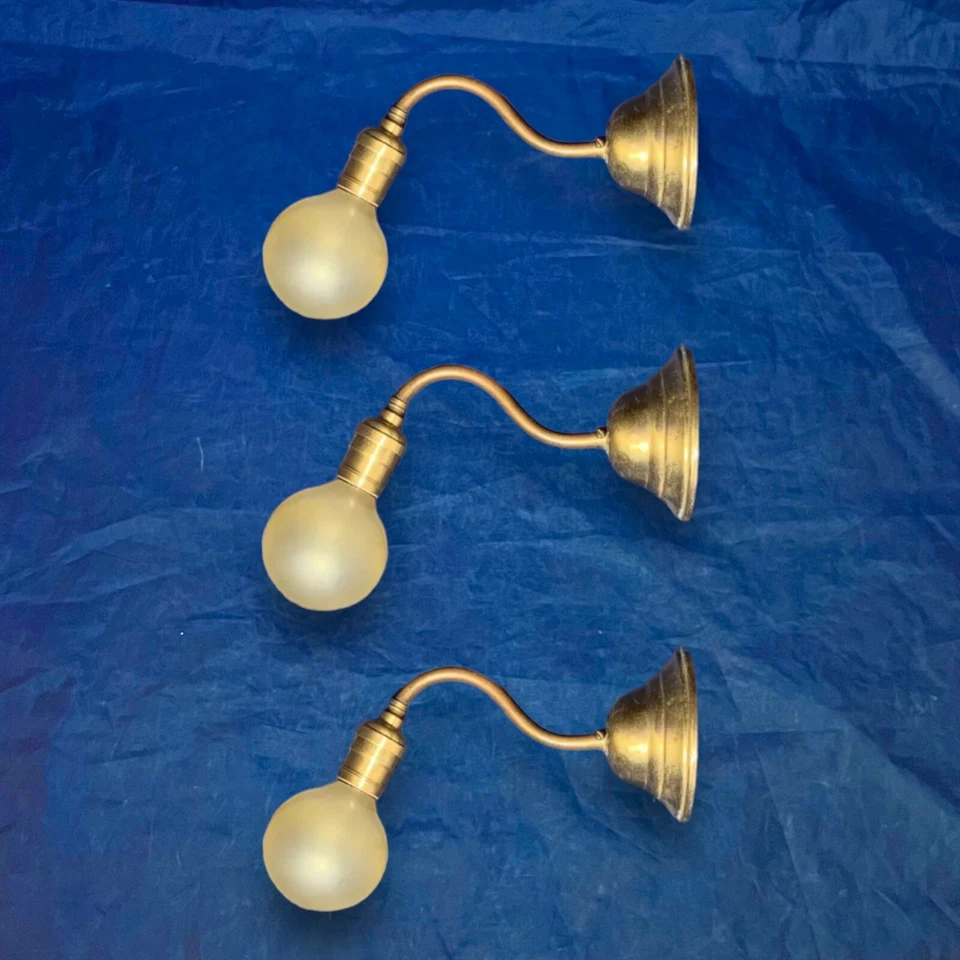 Rewired Antique Early Electric Wall Sconces Set Of 3 Three BRASS 3K - Image 1 of 4
