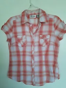Millenium Women Orange Short Sleeve Button-Down Shirt M - Picture 1 of 3