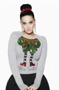 BRAND NEW KATY PERRY FOR H&M SWEATER CHRISTMAS ELFIE SELFIE SEQUIN JUMPER NEW - Picture 1 of 7