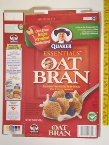 Caja de cereales vacía Quaker 2005 ESSENTIALS OAT BRAN Z6B50 - Imagen 1 de 2
