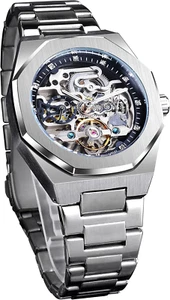 Vintage Watch for Men Engraved Automatic Self-Wind Mechanical Big Dial Luminous  - Picture 1 of 12