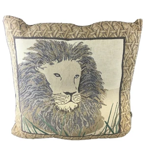 Riverdale Decorative Products Lion in Jungle Brown Tapestry Pillow 15" - Picture 1 of 5