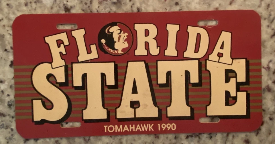 Vintage 1990 Tomahawk Florida State Seminoles FSU Vanity License Plate Auto NCAA - Image 1 of 1