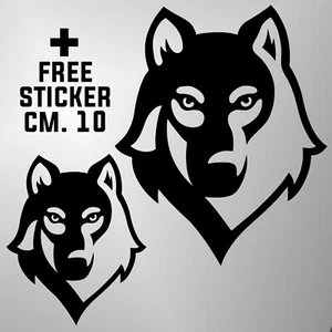 adesivo prespaziato Lupo pre-spaced car decal aufkleber + 1 FREE STICKER CM. 10 - Imagen 1 de 2