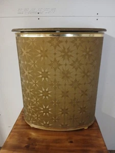 Gold Mid Century Modern Laundry Clothes Hamper Vintage - Picture 1 of 12
