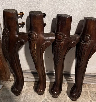 Vtg Carved WOOD Legs ARCHITECTURAL SALVAGE 20.25” Tall French Crafter Reclaimed - Image 1 of 4