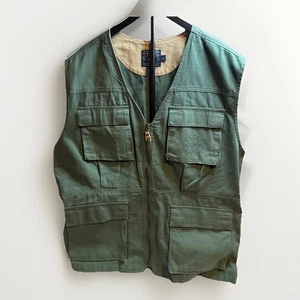 Chaleco utilitario vintage Chaps Ralph Lauren para hombre XL cremallera completa verde militar algodón - Imagen 1 de 9