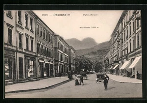 Rosenheim, Bahnhofstrasse mit Wendelstein, Ansichtskarte  - Picture 1 of 2
