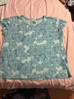 Life Is Good Women 's XL Green Floral Tee Shirt Short Sleeve Cotton/polyester - Image 1 of 4