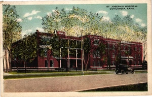 Vintage St Joseph's Hospital Concordia Kansas Postcard 1918 Divided Back - Bild 1 von 2