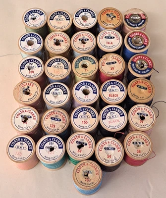 Lot Of 31 FULL Vintage Coats & Clark’s Boilfast Thread Wood Spool  (B3) - Image 1 of 4