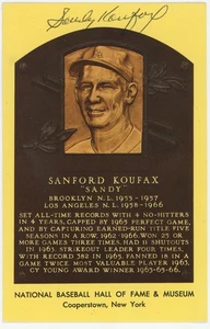  95 Sandy Koufax Signed Yellow HOF Plaque 9 709530 JSA LOA (card) - Picture 1 of 2