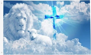 Jesus Löwe Ziege Kreuz Glaube Flagge 3 x 5 Fuß Outdoor Indoor Einheitsgröße,  - Bild 1 von 7