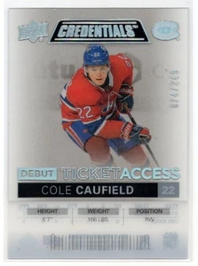 2021-22 Upper Deck Credentials Debut Ticket Access Acetate Cole Caufield 074/249 - Picture 1 of 2