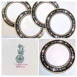 Vintage Royal Doulton for Tiffany & Co antike Speiseteller 4 schwarz rosa gold 20er Jahre - Bild 1 von 22