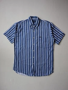 Vintage 90s GUESS Shirt Button Up Striped Size S Blue Short Sleeve - Picture 1 of 5