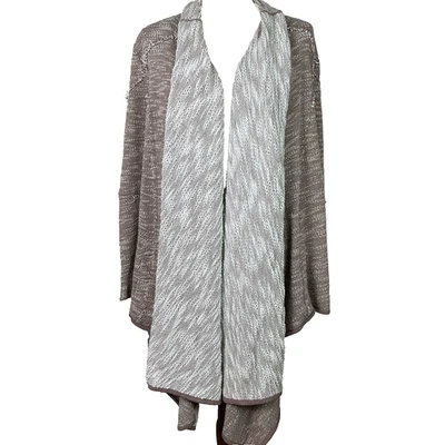 Кардиган Free People желтовато-коричневый белый с драпировкой спереди размер средний Lagenlook уютный - Изображение 1 из 4