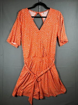 Lascanca Damen Overall Cut Out am Rücken Rot Taupe gepunktet Bindegürtel 38 40 - Bild 1 von 4