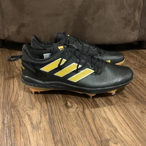 Adidas Adizero Afterburner 8 Black Yellow Metal Baseball Cleats Mens 11.5 H00974 - Picture 1 of 7