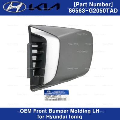 Moldura de parachoques delantero derecho original OEM 86563G2050TAD para Hyundai Ioniq 2017-2022 Foto 1 de 3