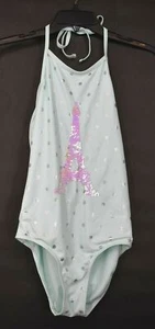Justice Girls Halter Neck Sleeveless Sequins Open Back Swimsuit One Piece 16 - Picture 1 of 8