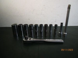 12pc Craftsman USA SAE Deep Sockets Ratchet & Exts - Picture 1 of 12